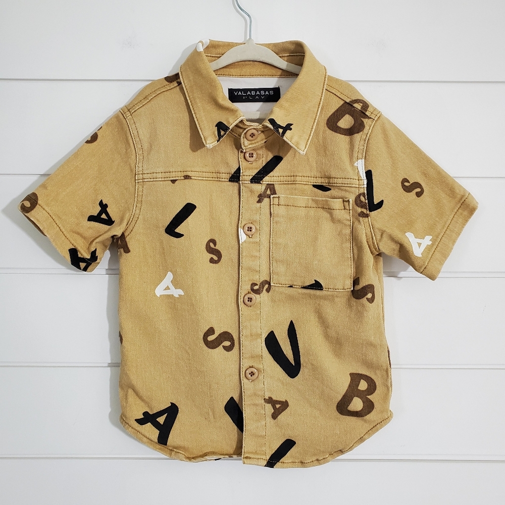 Valabasas Play Kids Khaki V Camo Short-sleeve‎ Cotton Shirt.